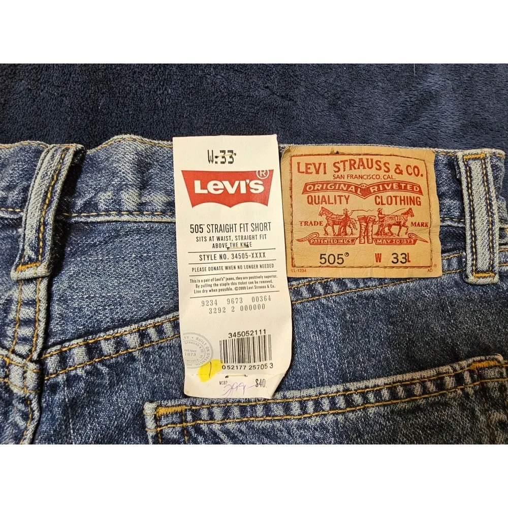 Levis 505 Straight Fit Denim Shorts Mens 33 Blue Medium Wash NWT 34505-XXXX